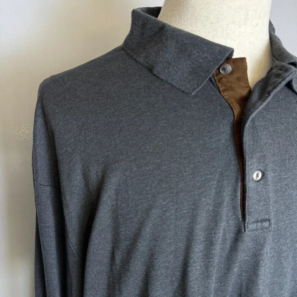 Polo Ralph Lauren Men's Long Sleeve Polo Shirt, Sz 2XLT, Gray 100% Pima Cotton